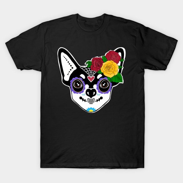 Day of Dead Sugar Skull Chihuahua T-Shirt by SusanaDesigns